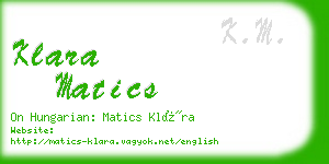 klara matics business card